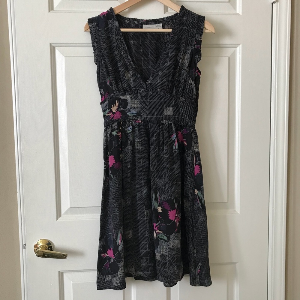 Re:sound silk Hawaii floral grid print dress 2 XS